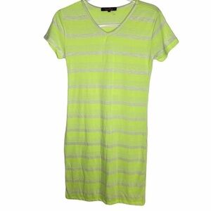 TShirt Midi dress neon yellow stripe